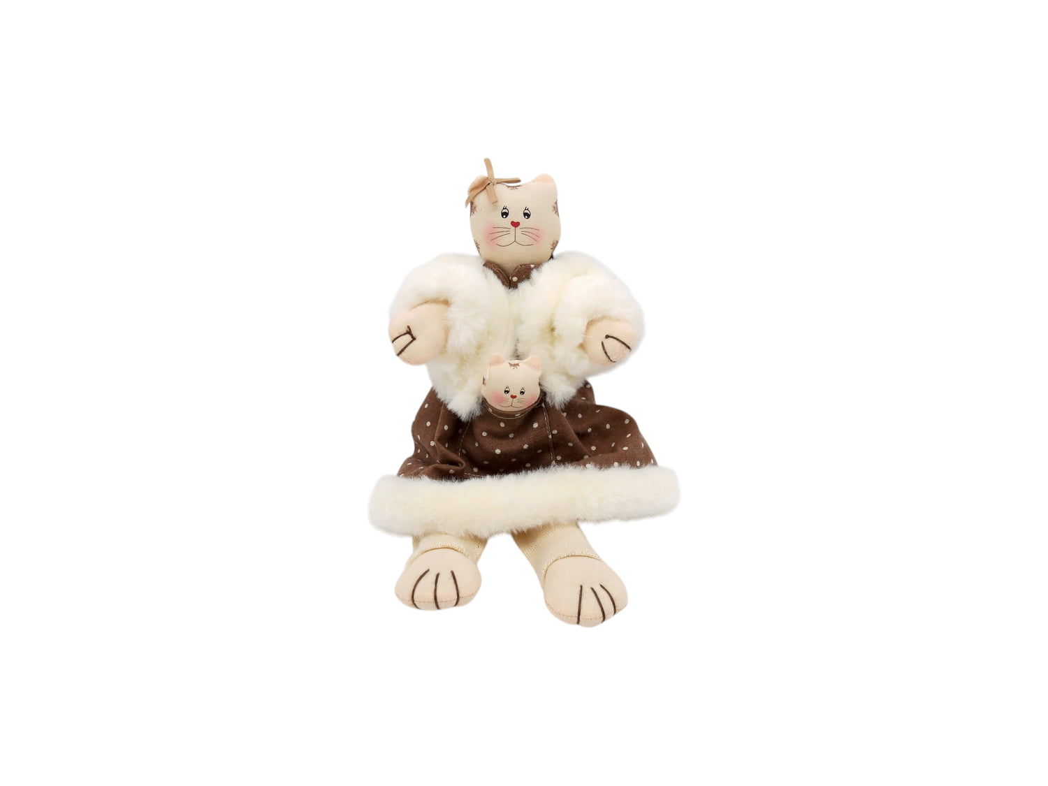 Peluche chat avec son chaton