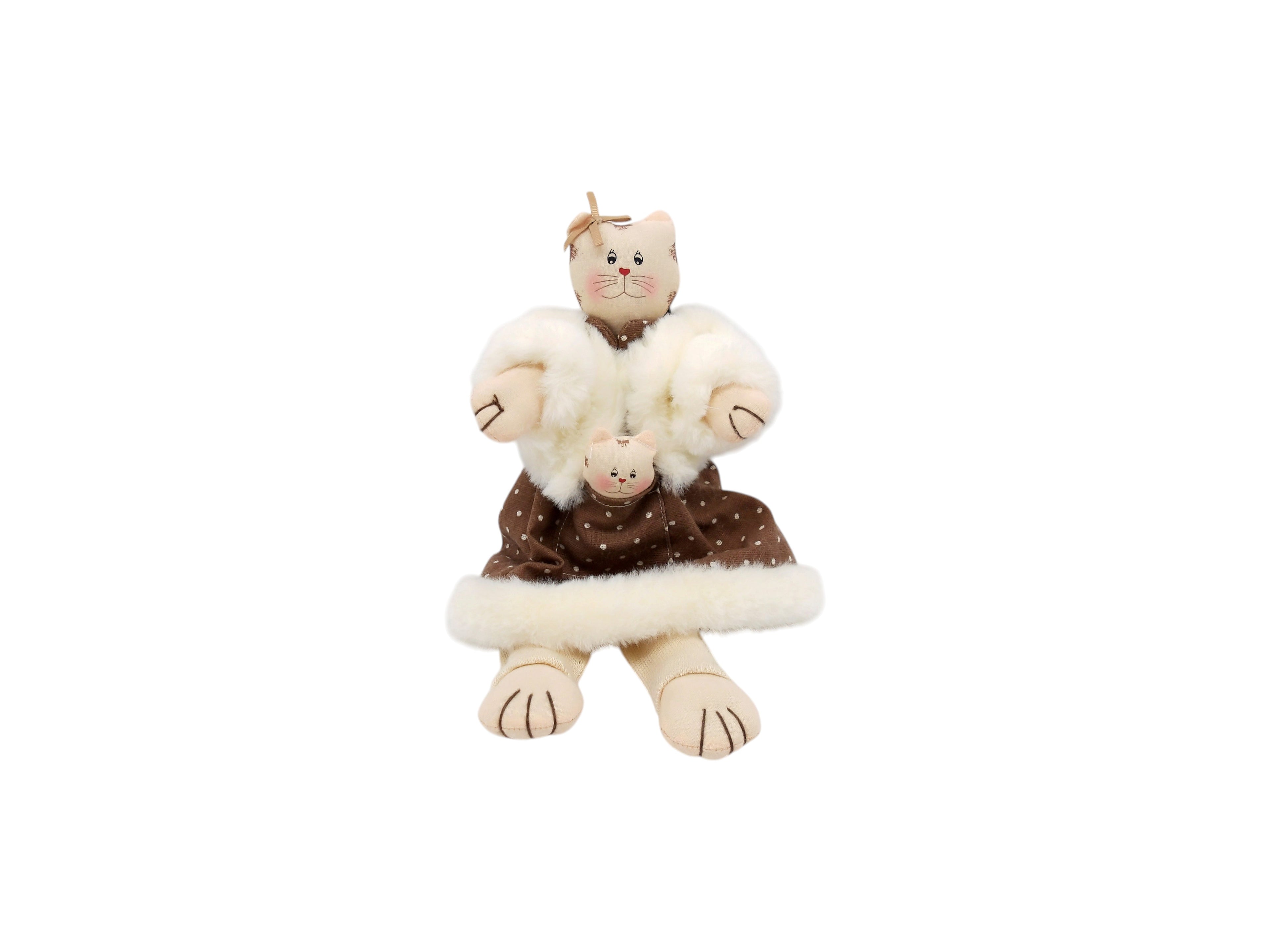 Peluche chat avec son chaton