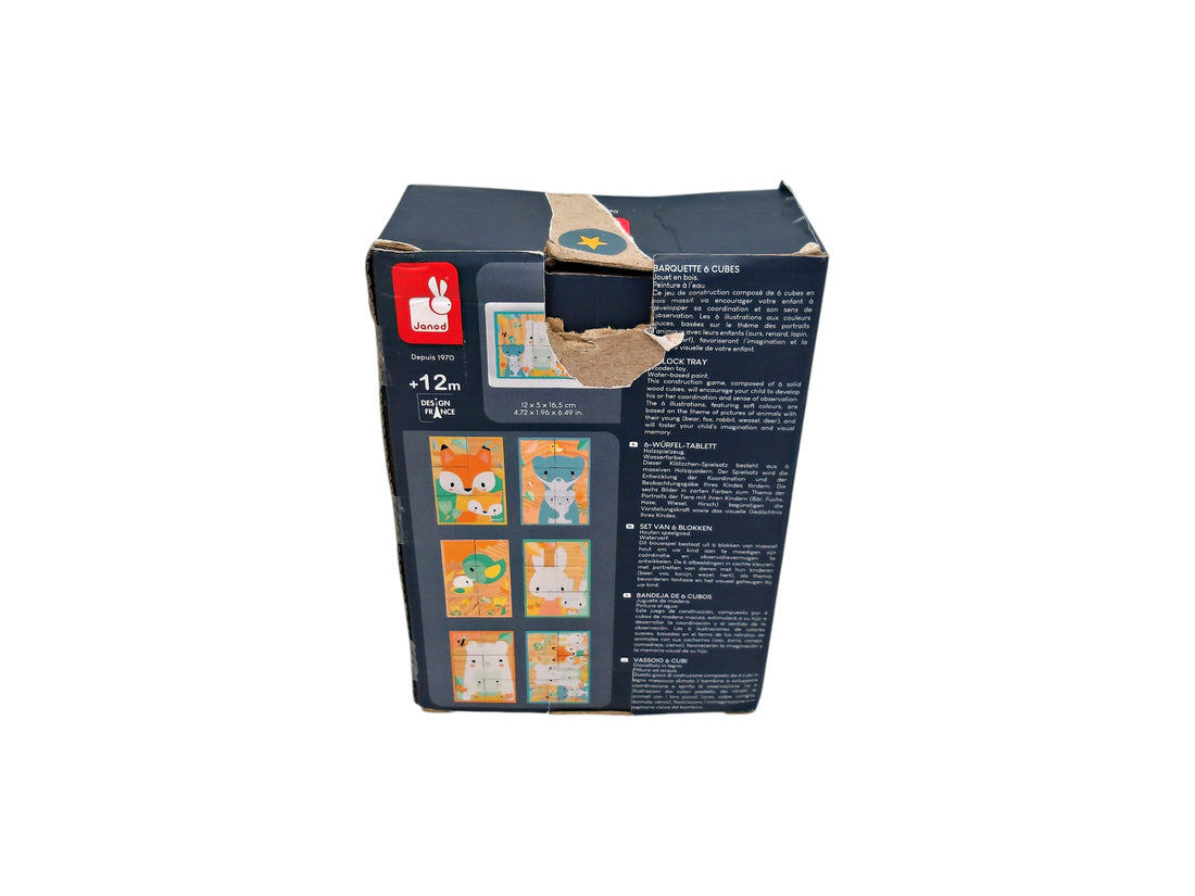 6 cubes en bois massif