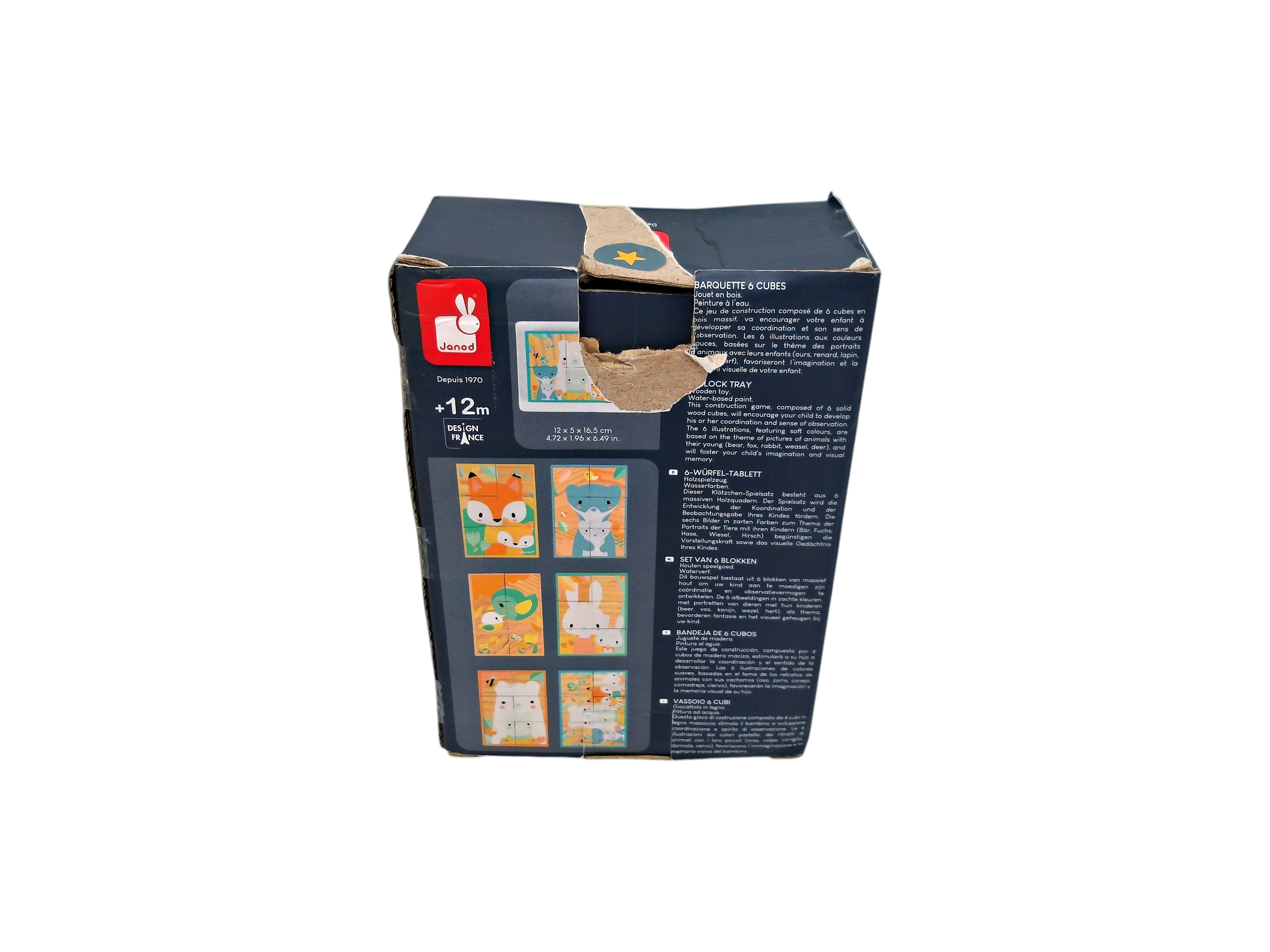 6 cubes en bois massif