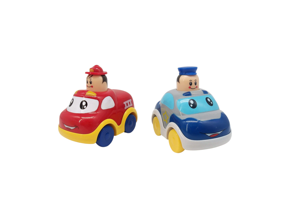 Lot de 2  véhicules Push &amp; Go - Police et pompier