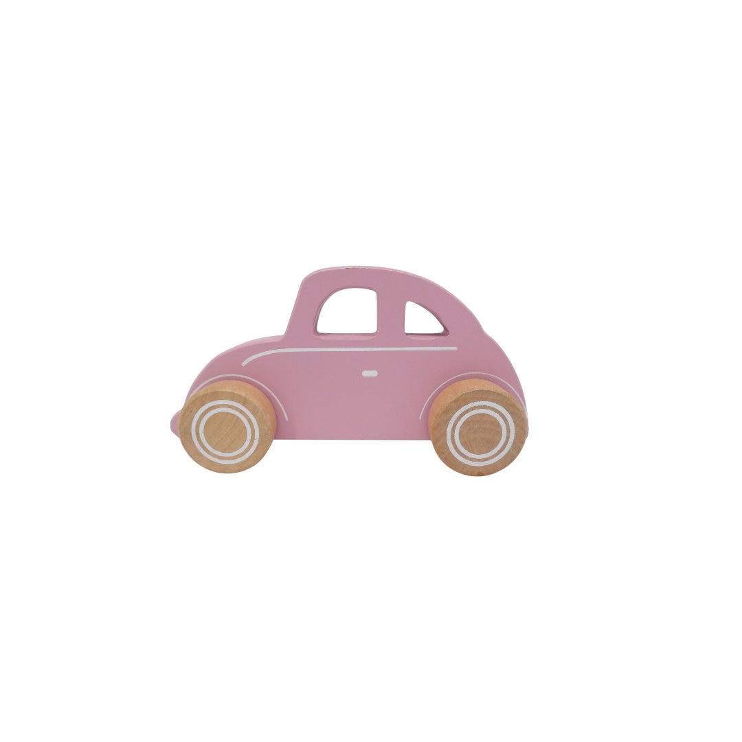 Voiture rose en bois