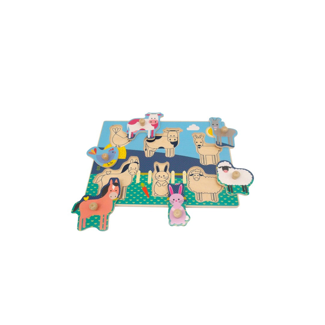 Puzzle - Ferme -  6 animaux avec poignées