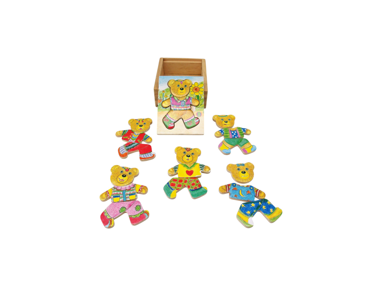 Petit ours à habiller - Coffret bois