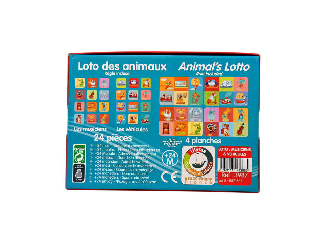 Loto des animaux musiciens et animaux