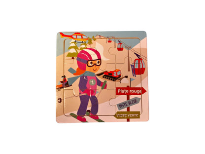 Puzzle cadre en bois - Skieuse montage 