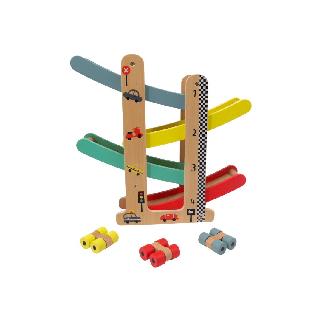 Toboggan à voitures en bois