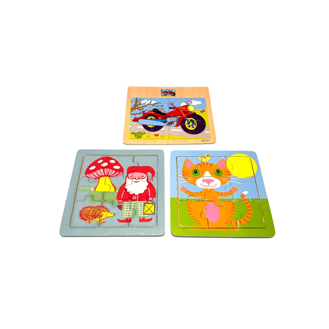 Lot de 3 puzzles en bois