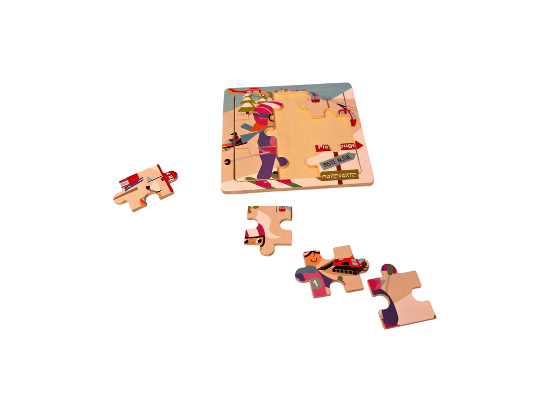 Puzzle cadre en bois - Skieuse montage 