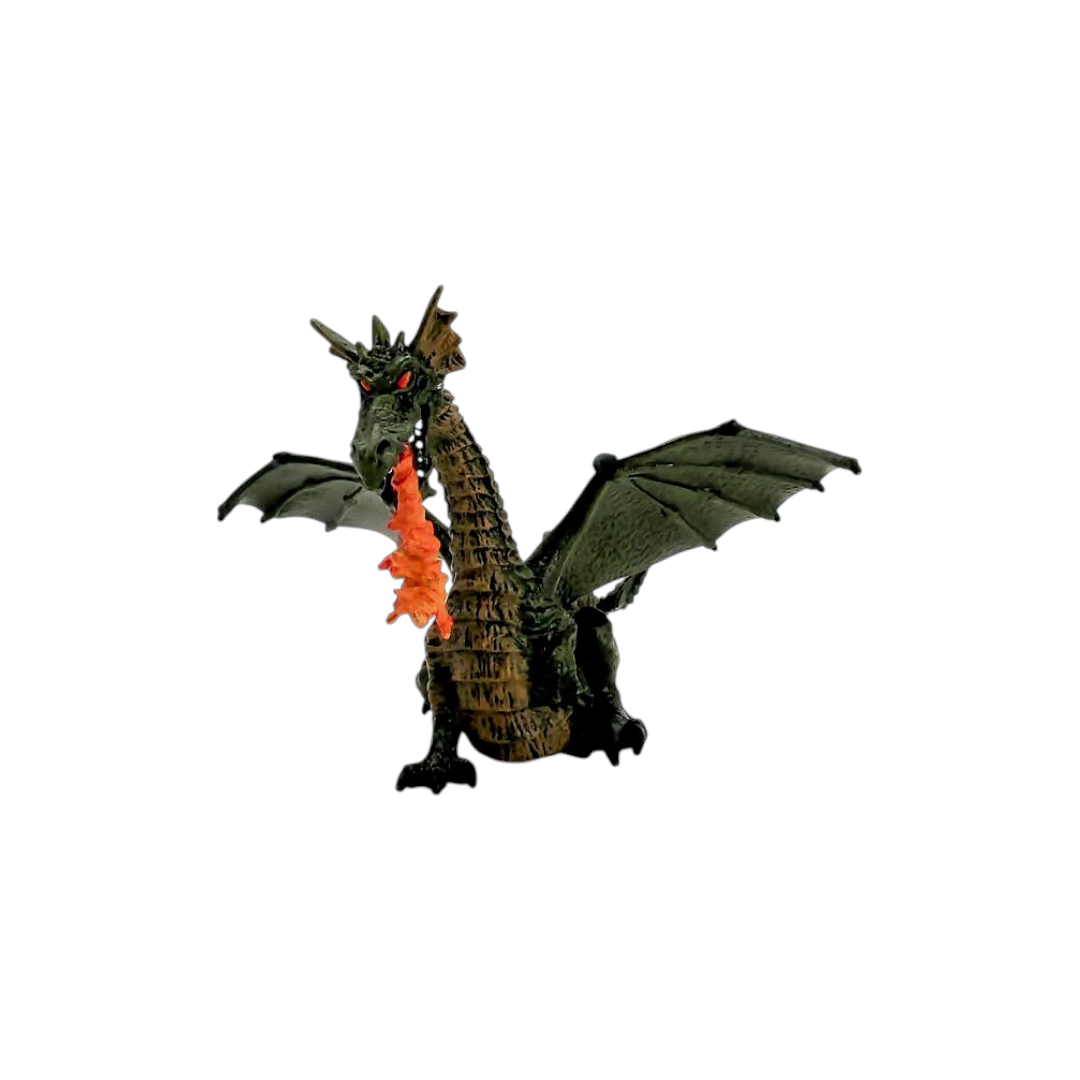 Figurine - Dragon ailé vert avec flamme - 39025