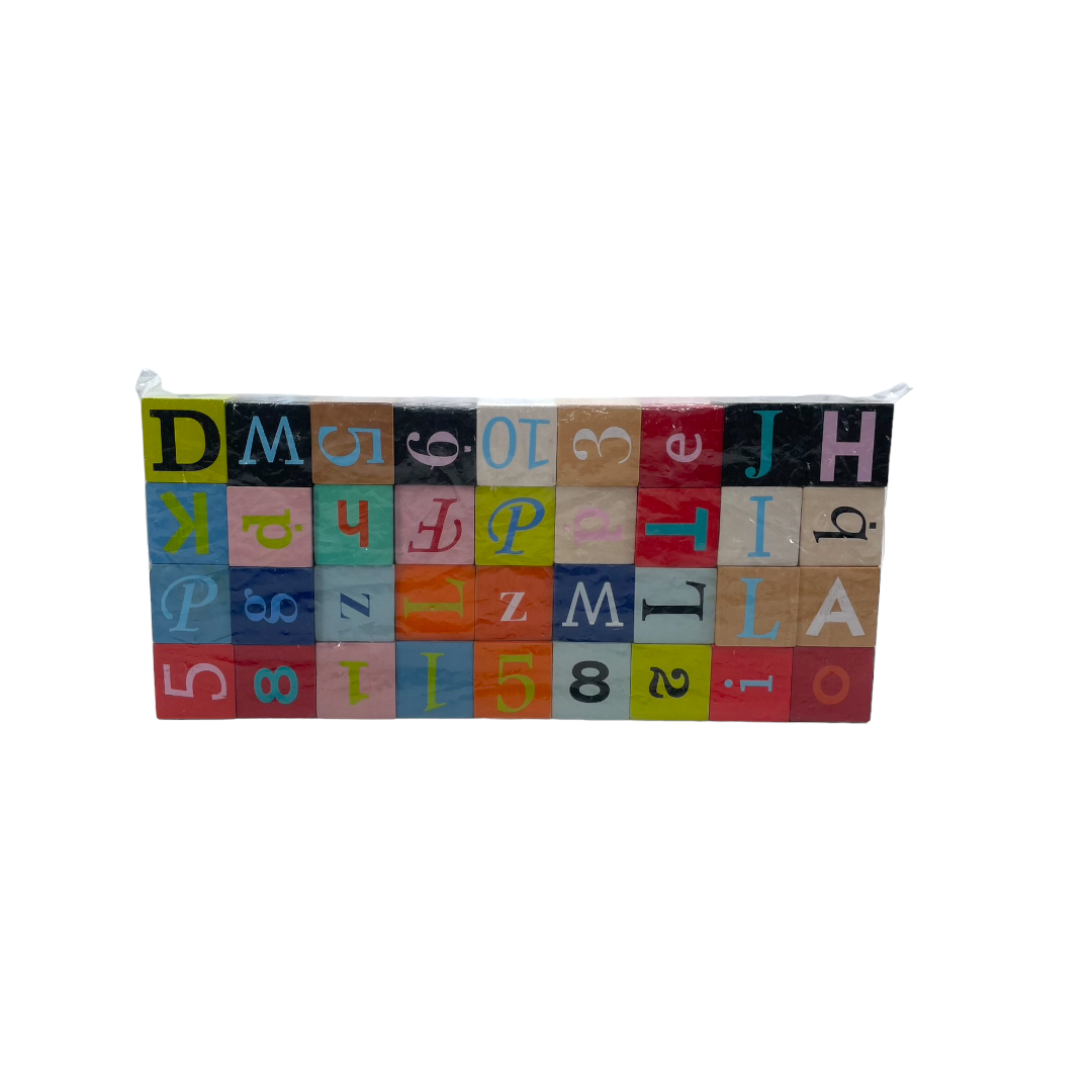 Cubes en bois alphabet et chiffres