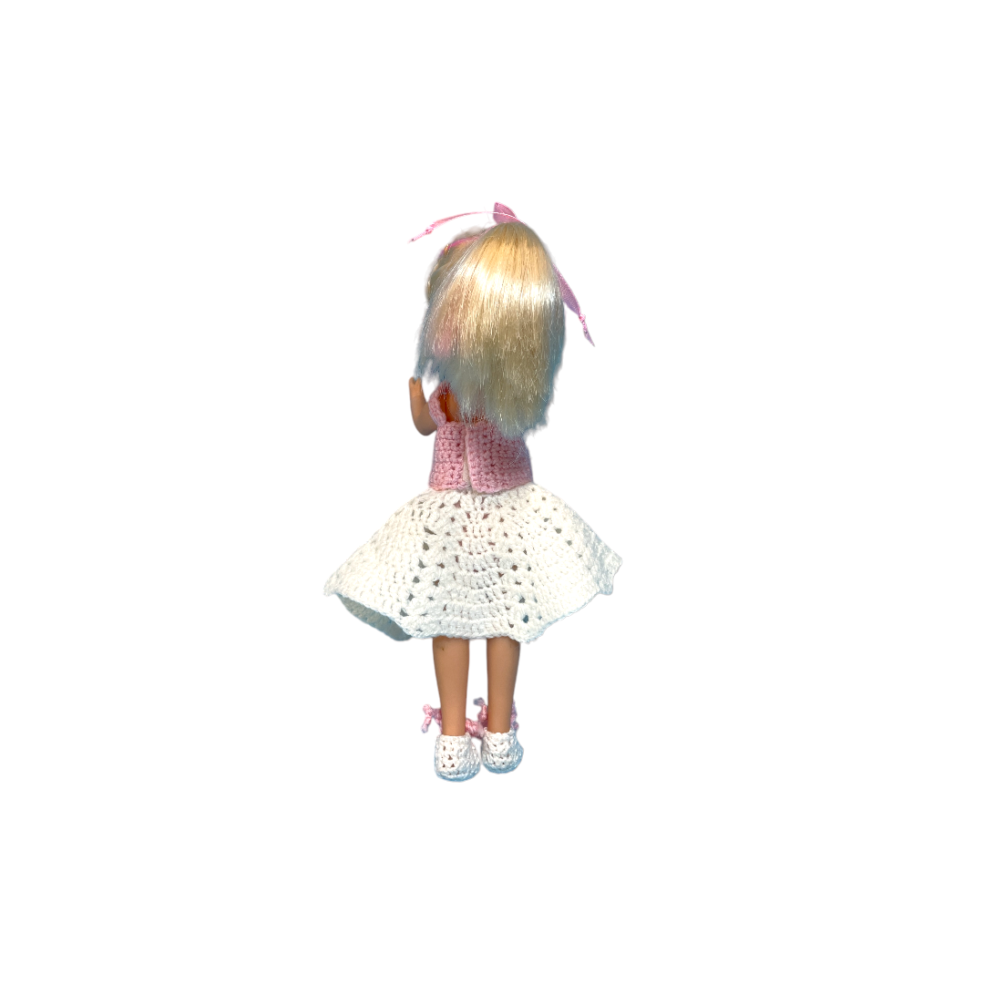 Petite Barbie - Robe blanche et rose