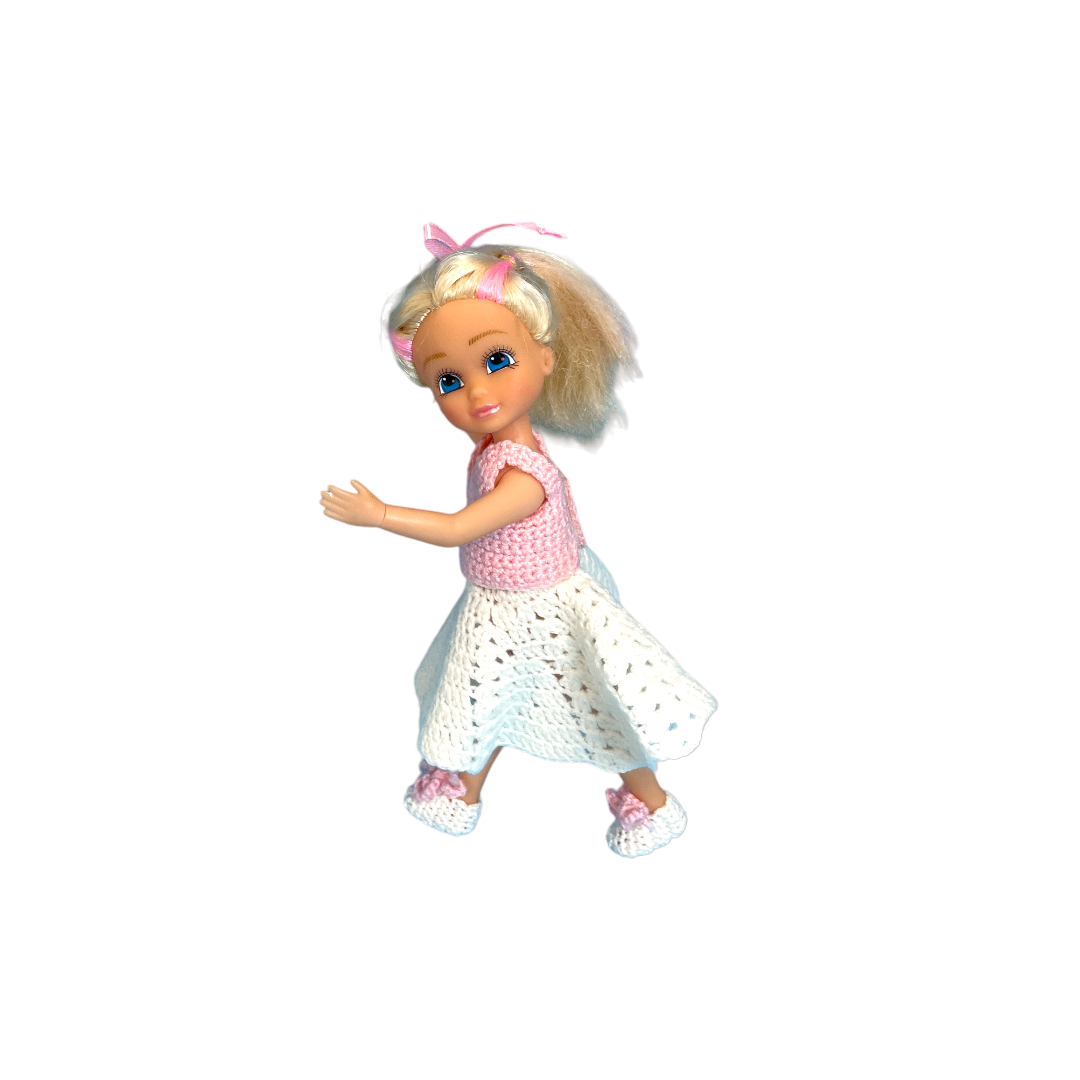 Petite Barbie - Robe blanche et rose