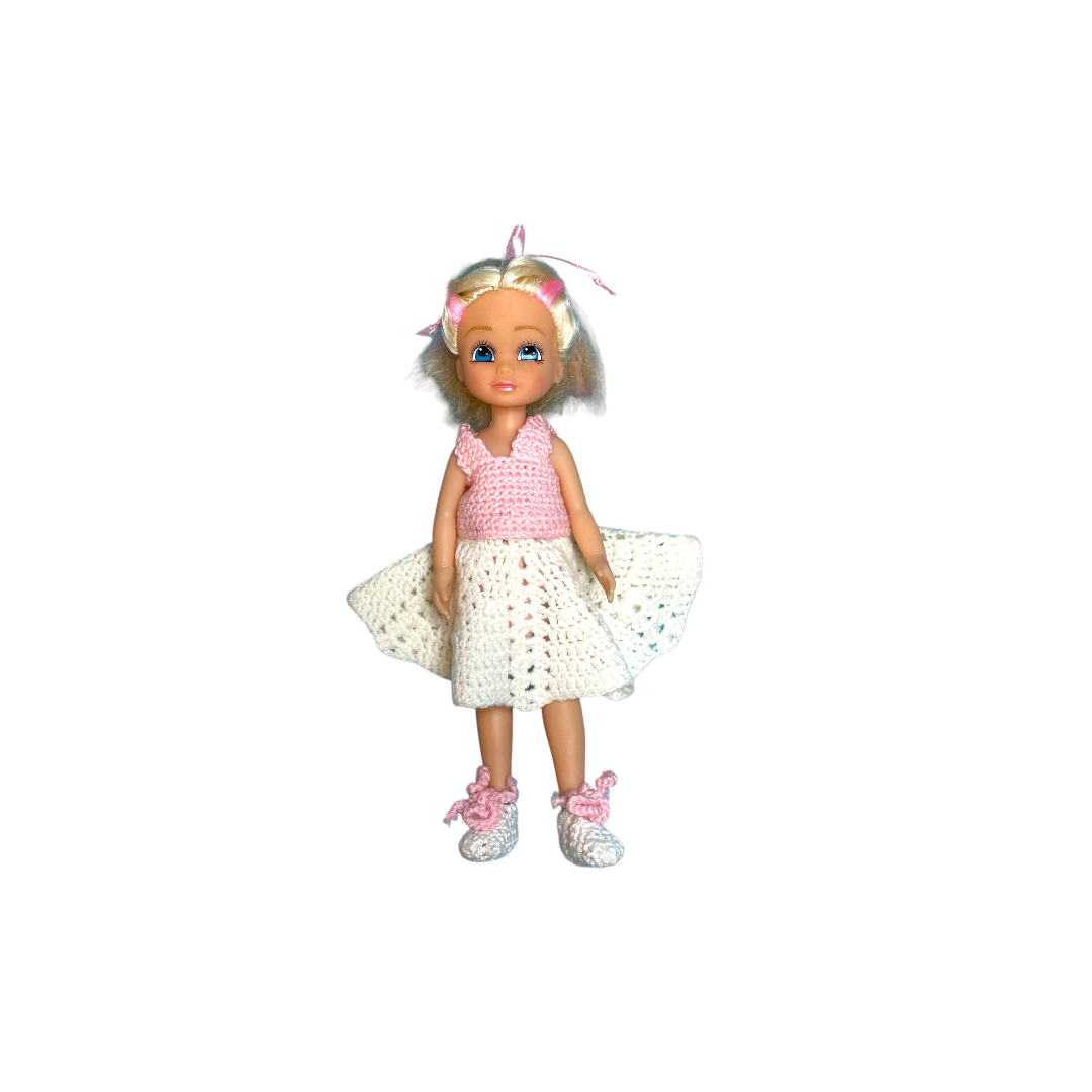 Petite Barbie - Robe blanche et rose