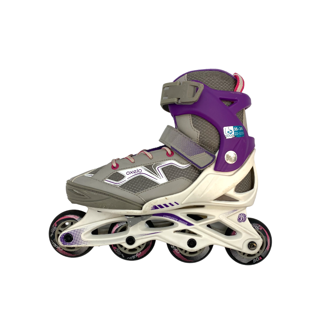 Décathlon - Oxelo - Rollers fitness enfant FIT3 JR gris violet - 35-38