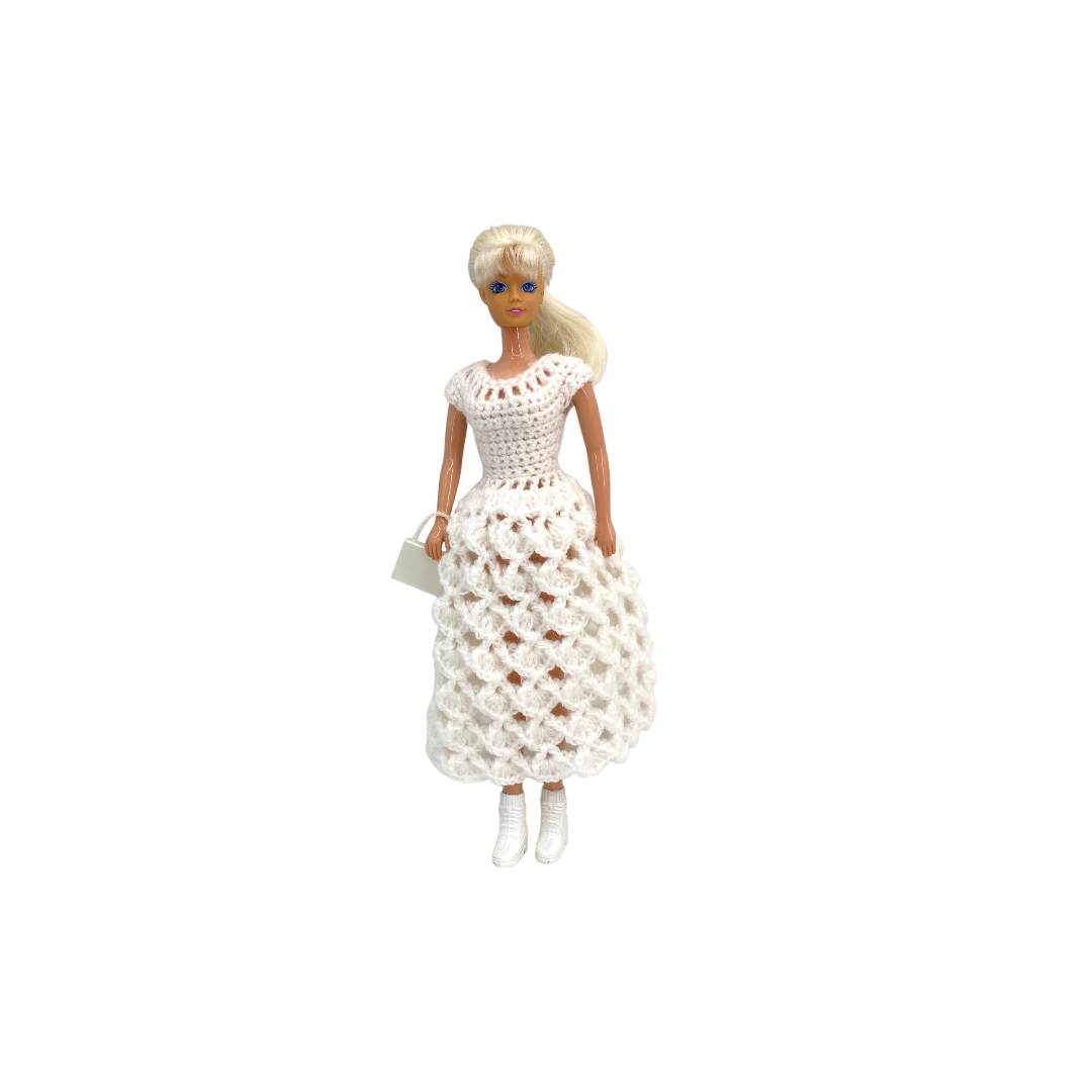 Mattel Barbie Robe de soir e blanche en tricot