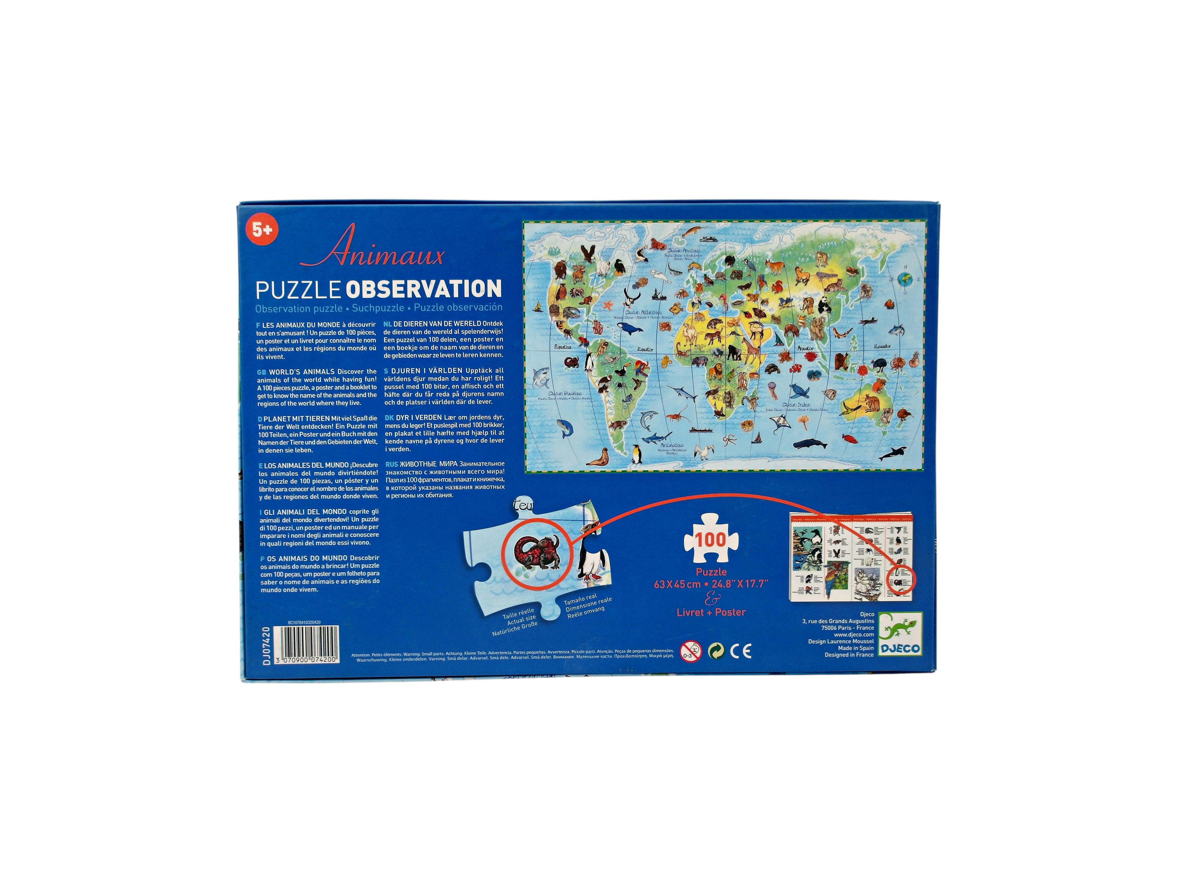 Puzzle observation - Animaux du Monde - 100 pièces