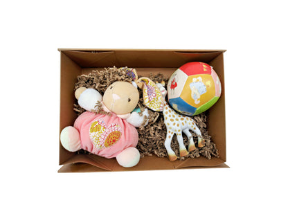 Coffret de naissance - Hochet, doudou et balle d&