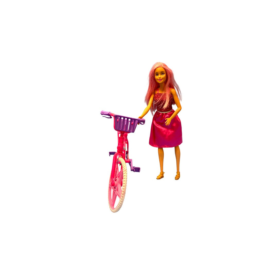 Barbie - Chevelure rose et vélo