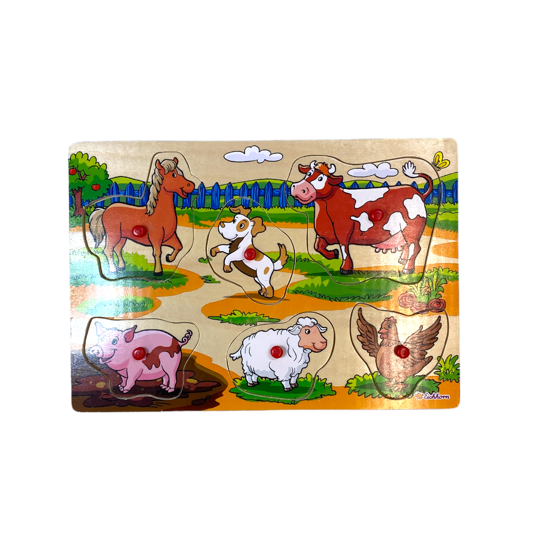 Puzzle bois animaux de la ferme - 6 pièces