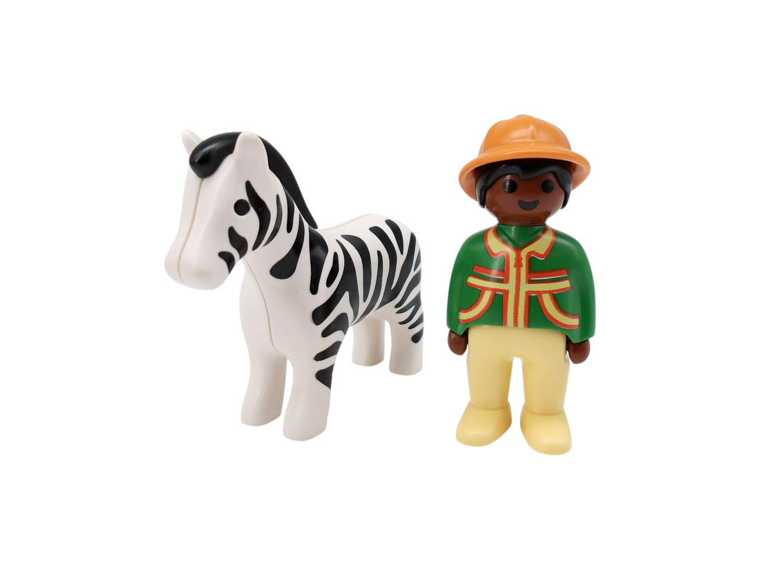 Playmobil 1.2.3 - Zèbre et son soigneur - Set 9257 