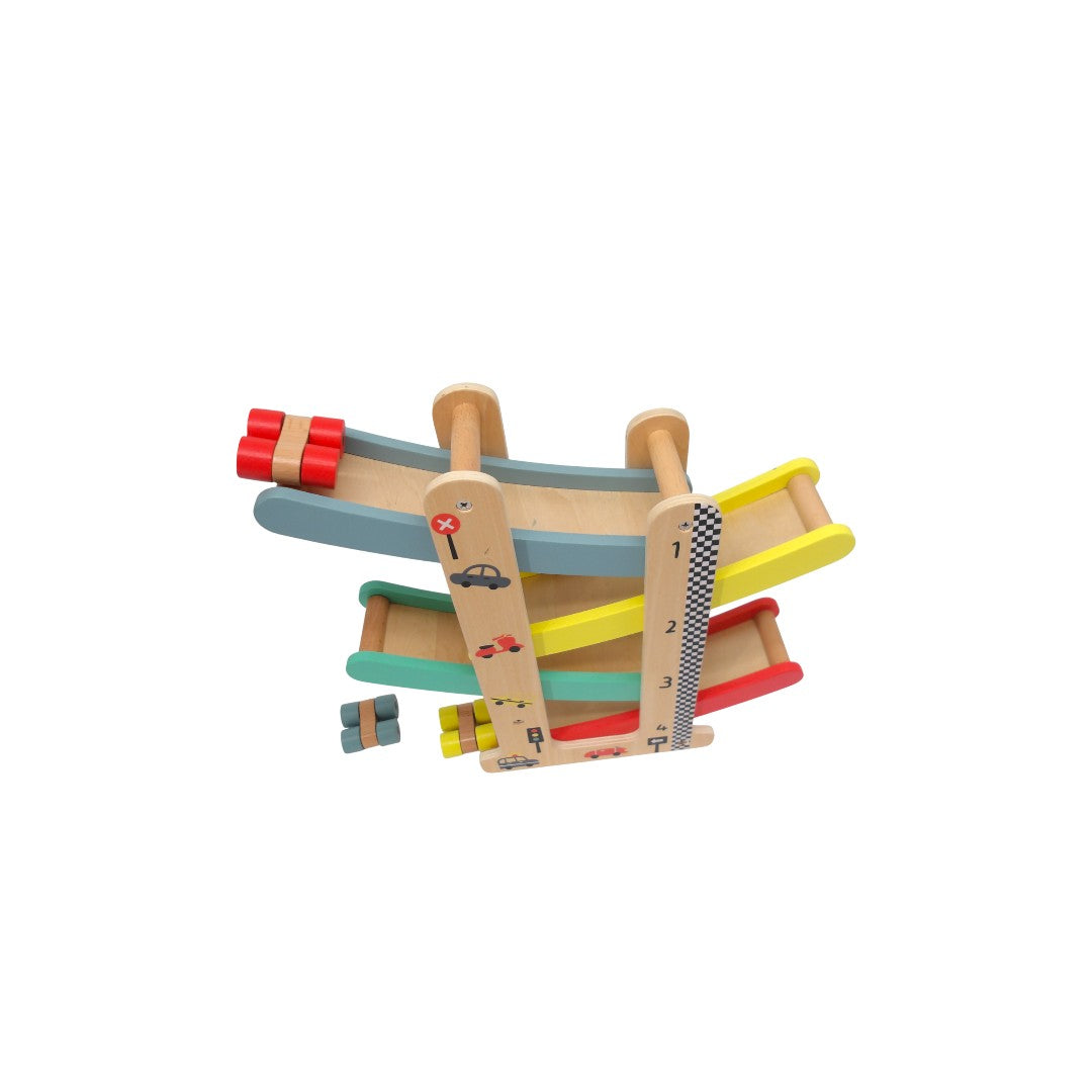 Toboggan à voitures en bois