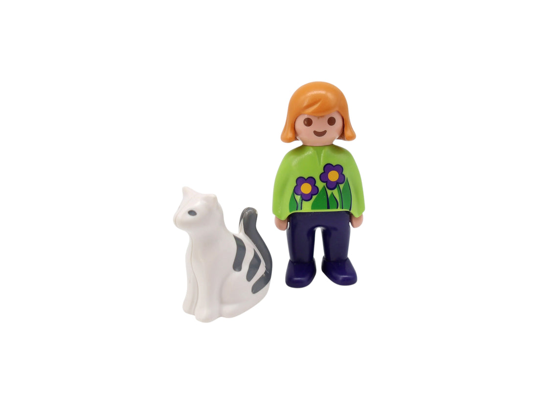 Playmobil 1.2.3 - Femme avec son chat - Set 6975