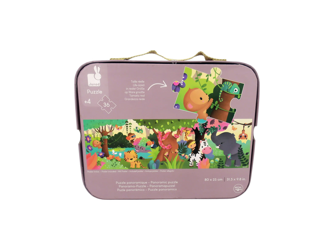 Valisette puzzle panoramique - Jungle - 36 pièces 