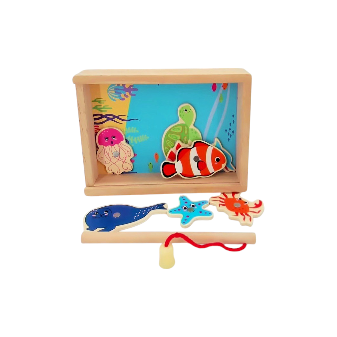 Jeu de pêche magnétique en bois