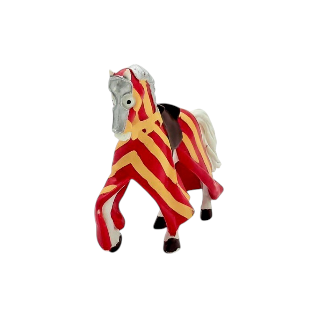 Figurine - Cheval médiéval au Lys rouge