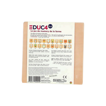 Educabul - Jeu de mémoire en bois - Animaux