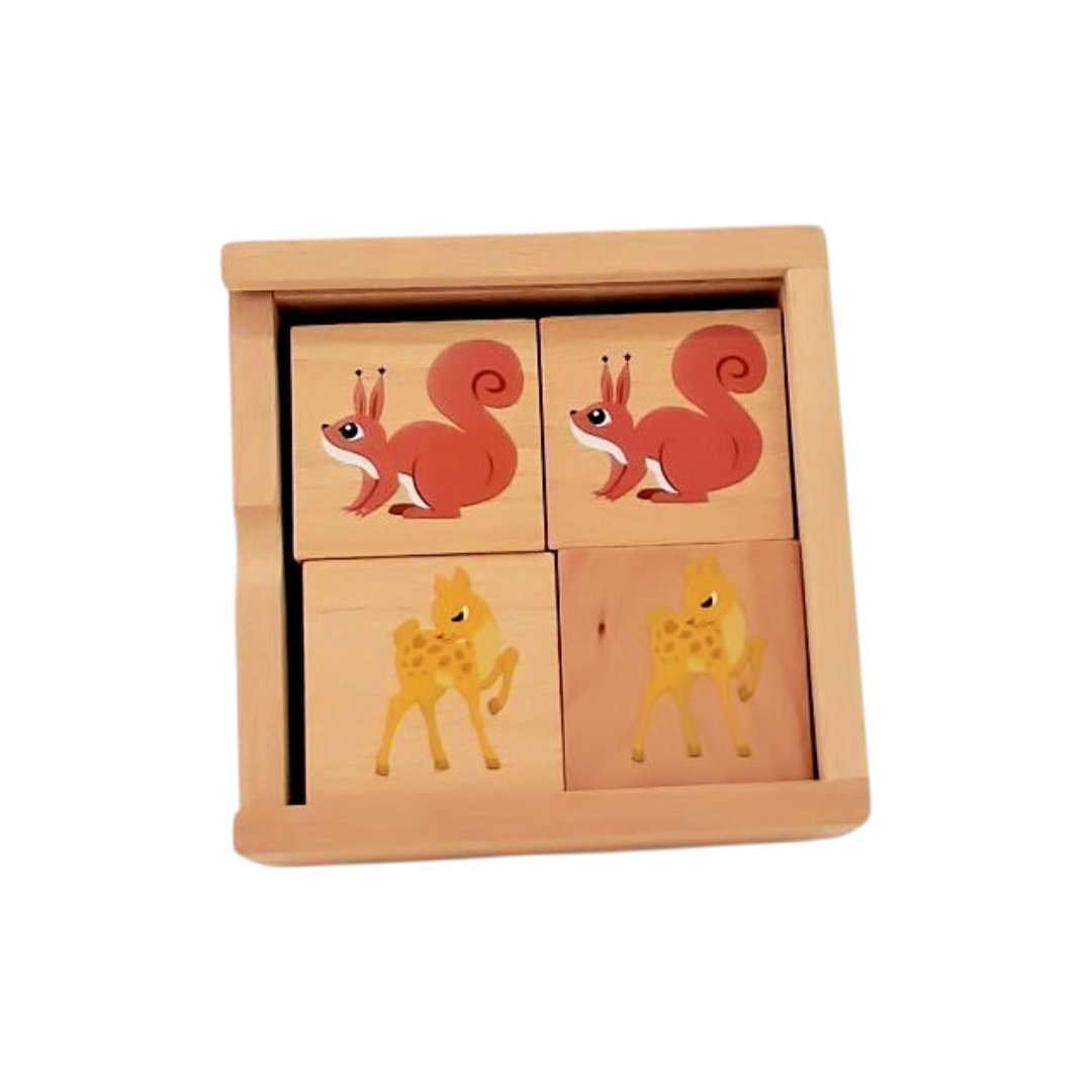 Jeu de mémo en bois - Animaux