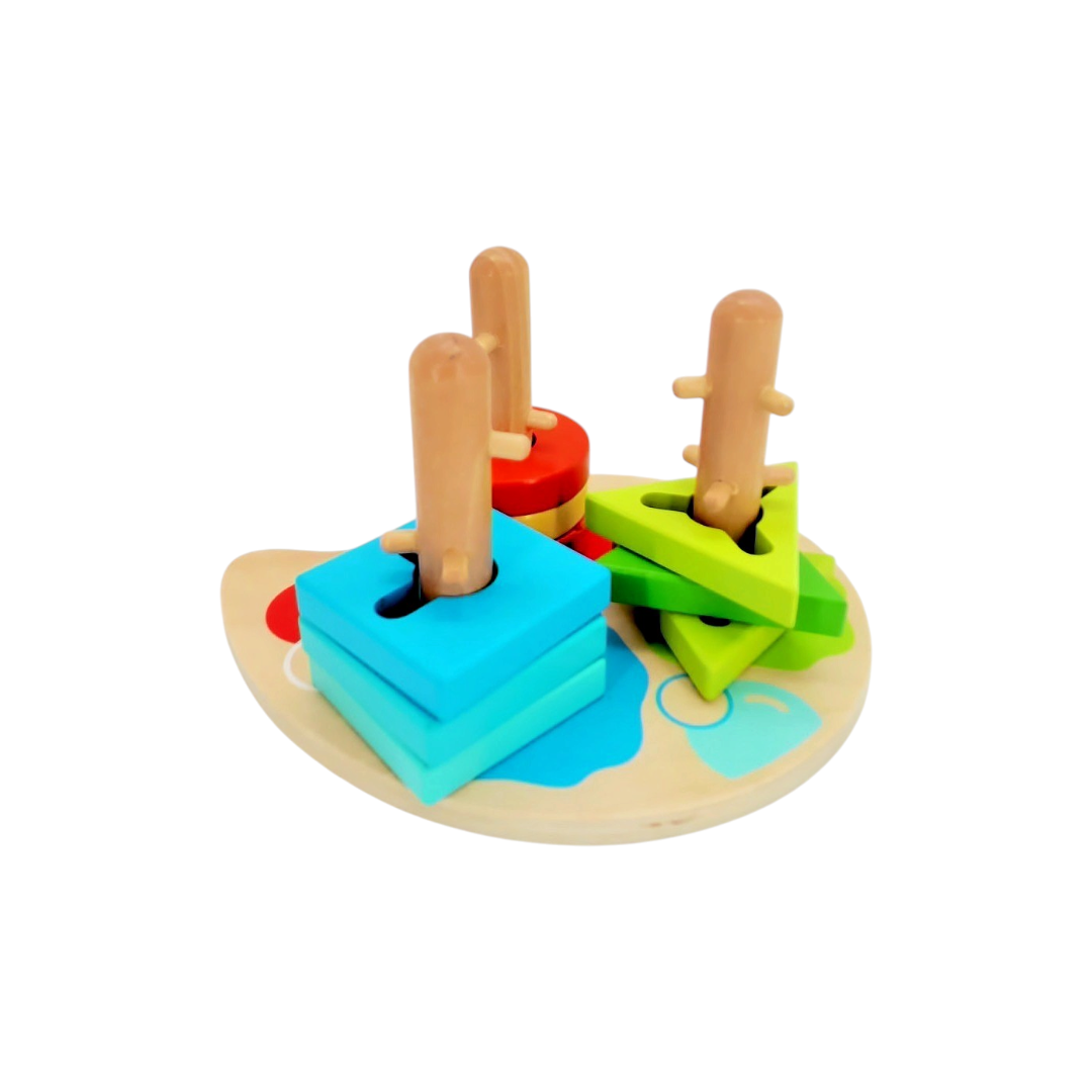 Jeu de manipulation en bois à empiler et tourner