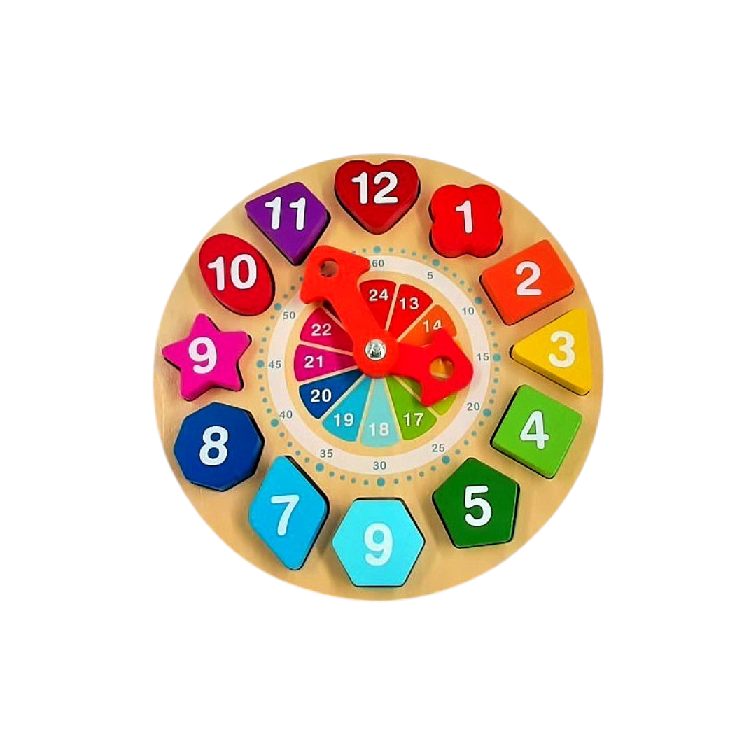 Horloge puzzle éducative en bois à encastrer