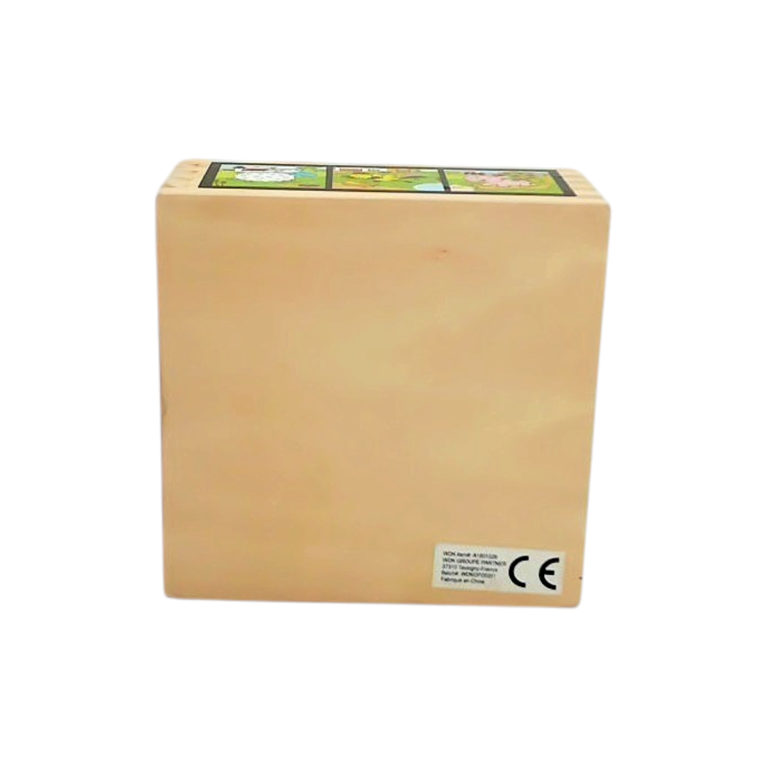 Puzzle cubes en bois - La vache à la ferme