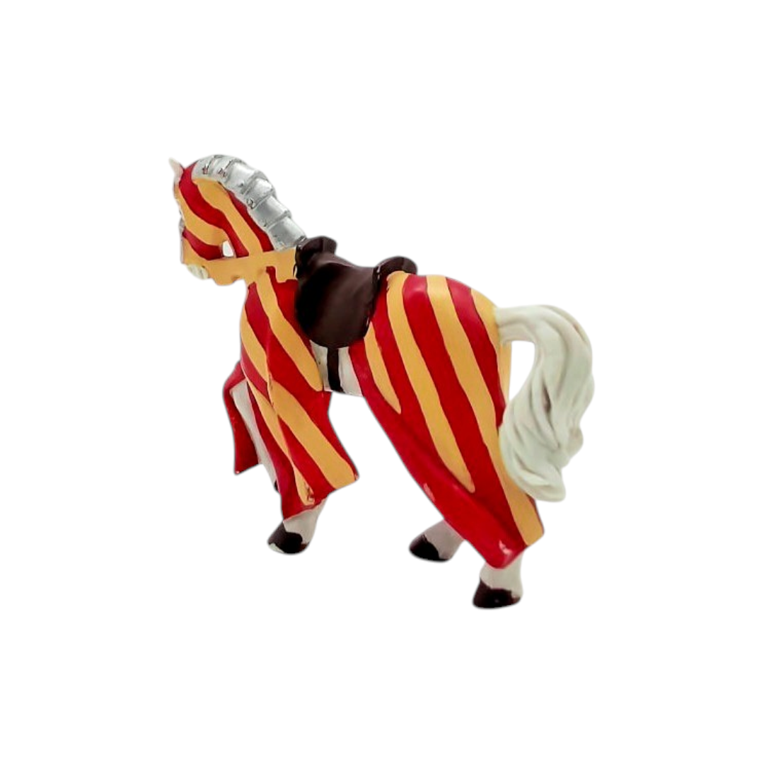 Figurine - Cheval médiéval au Lys rouge