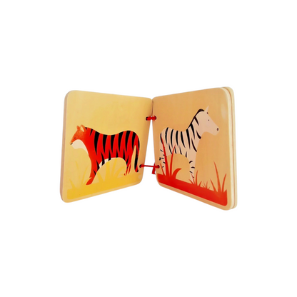 Livre en bois - Animaux de la savane