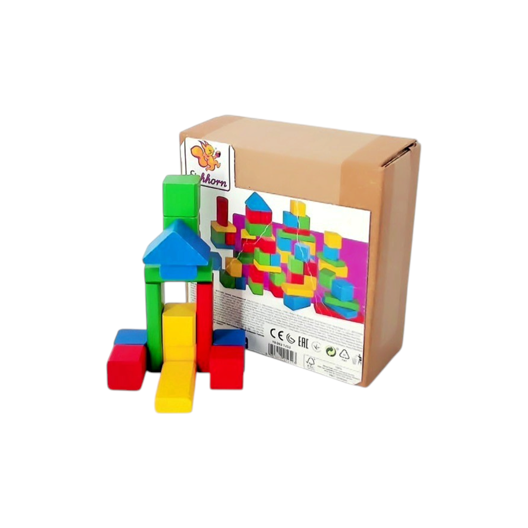 Boîte de blocs de construction bois - x50