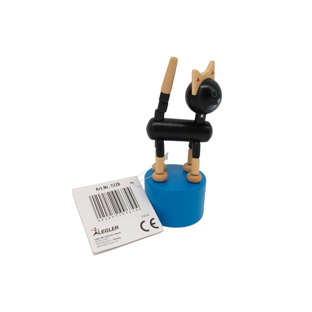 Chat en bois articulé poussoir
