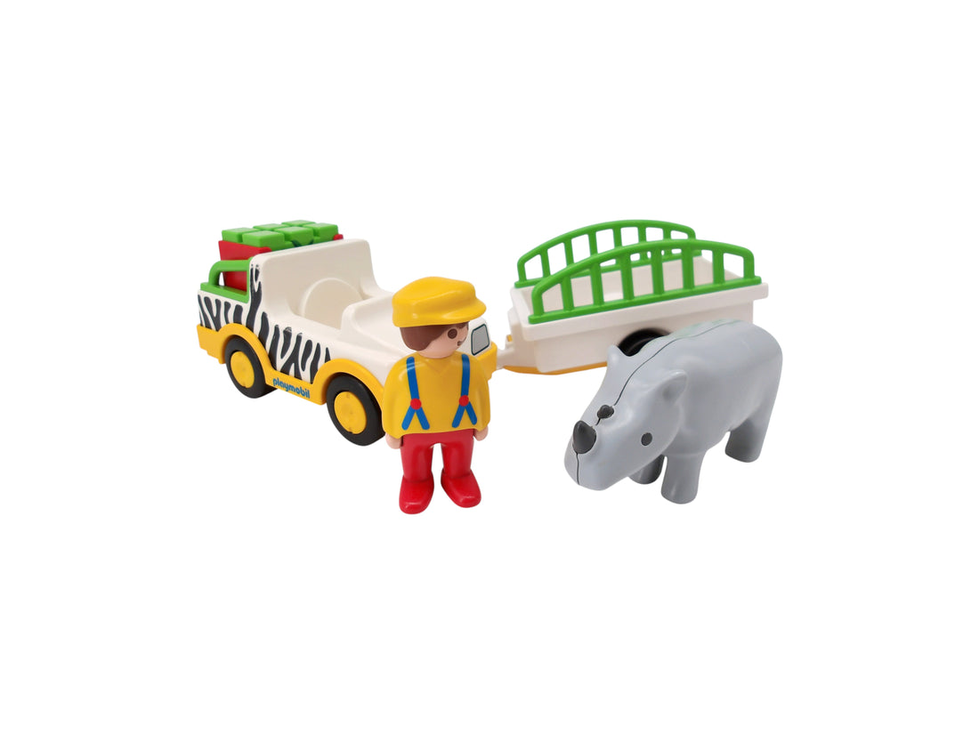 Playmobil 1.2.3. - Gardien de zoo et véhicule - Set 6743