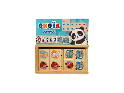 Boîte de 28 dominos en bois - Animaux
