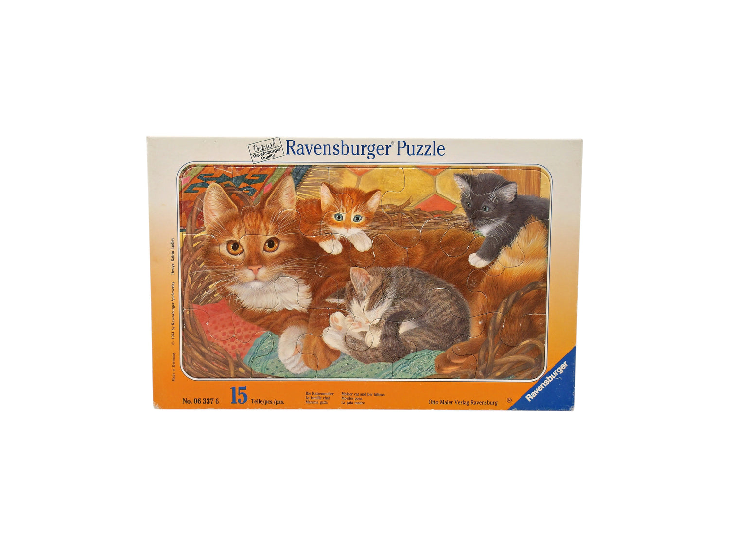 Puzzle cadre - Mère et bébés chats - 15 pièces- Édition 1994