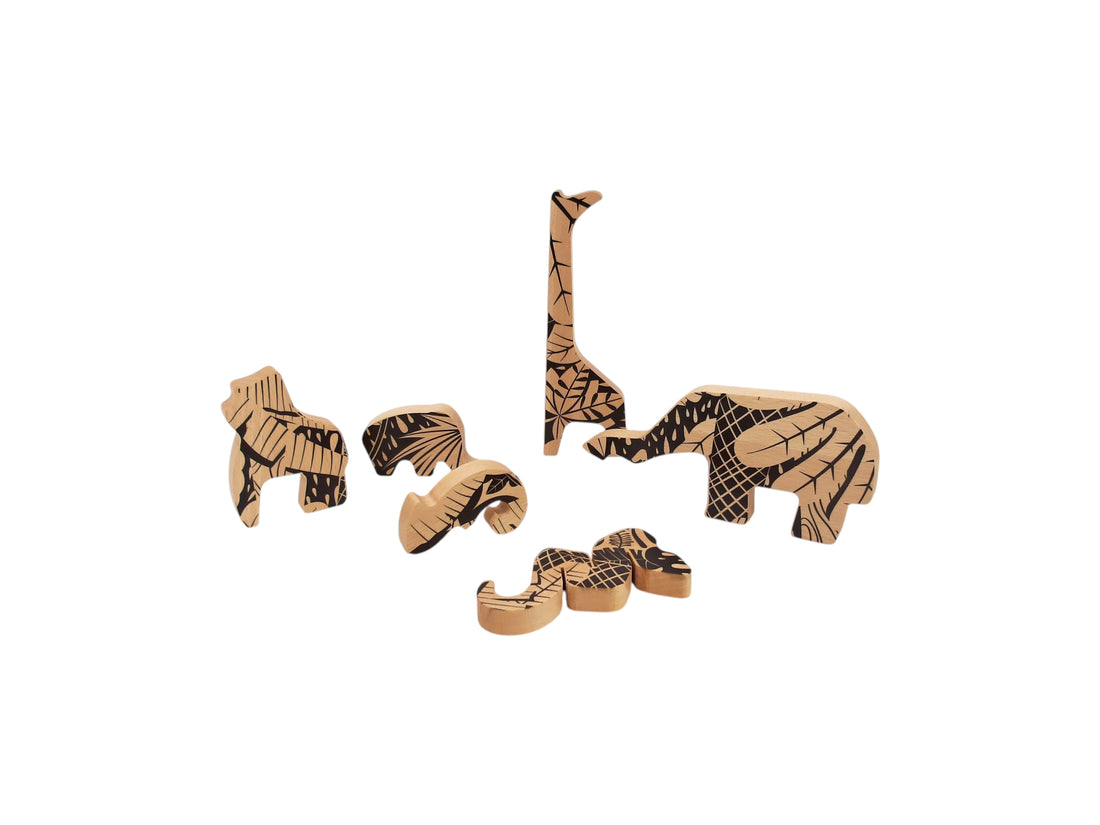 Puzzle et figurines en bois - Jungle
