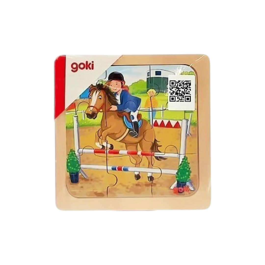 Puzzle en bois - Cavalière jumping - 9 pièces